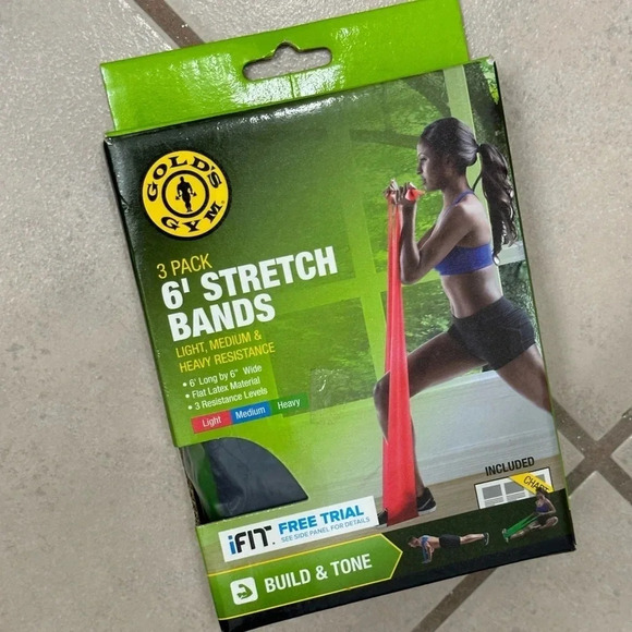 Gold's‎ Gym 6' Stretch Bands 2 pk Medium Heavy Resistance - Picture 1 of 8